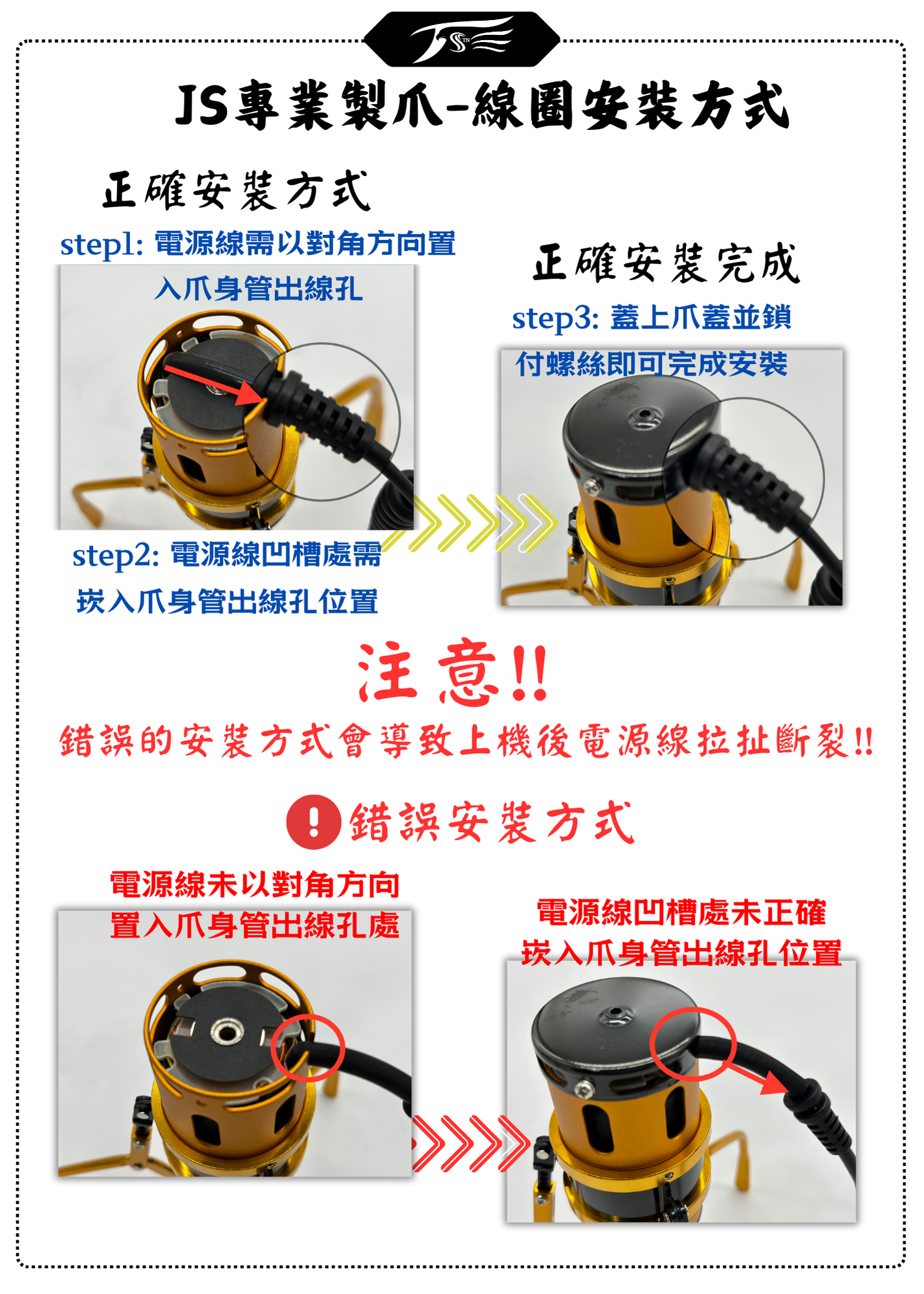 JS專業製爪-線圈安裝方式